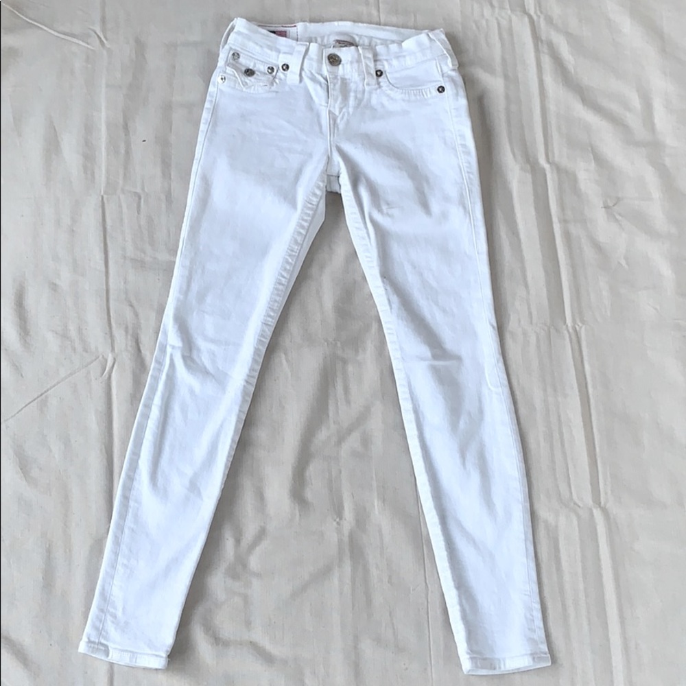 True Religion Low Rise size 25 White Skinny Jeans